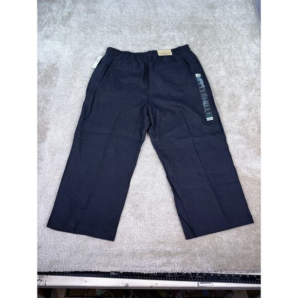 LL Bean Premium Linen Pants WIDE LEG Black Womens Sz 14 Beach NWT B608 - Picture 2 of 10